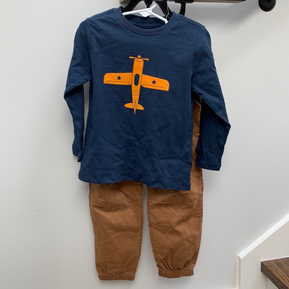 Little Me long sleeve shirt and corduroy pant set